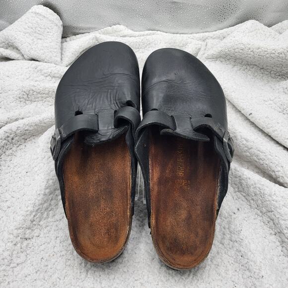 Birkenstock Boston BlackLeather Slip-ons clogs Soft footbed 42 US 9-9.5 - Picture 2 of 6